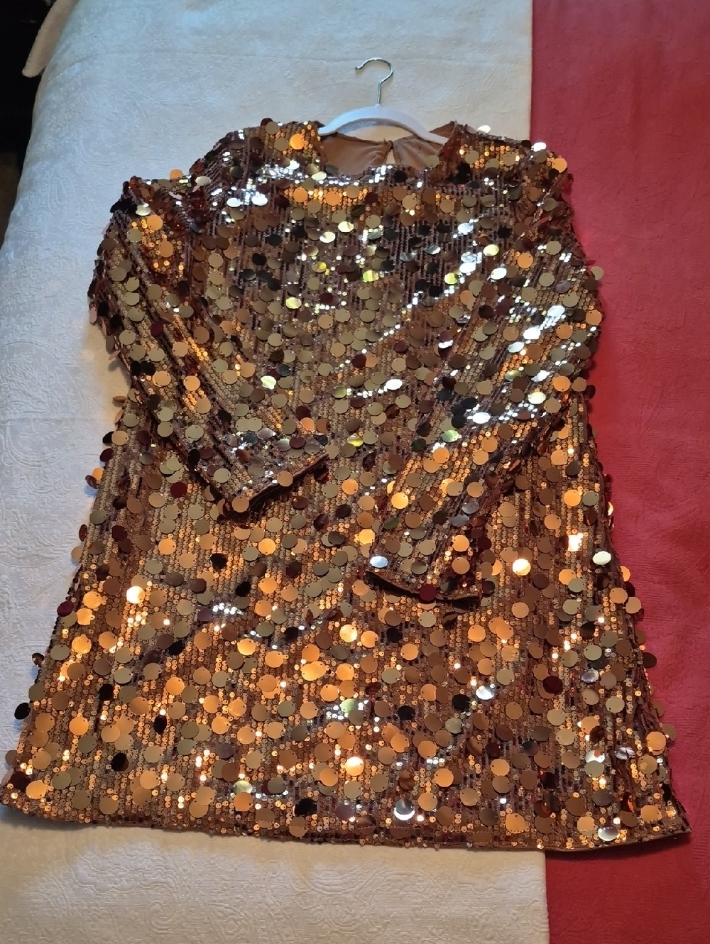 SHEIN Metallic Gold Sequin Mini Dress